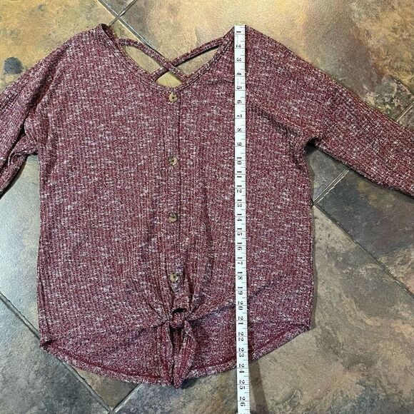 Bobbie Brooks Ladies Red Speckled Button Down Tie Bottom Sweater XL - Picture 7 of 11